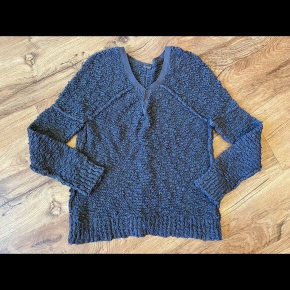 Free People dark grey/ brown V neck sweater - Picture 1 of 3